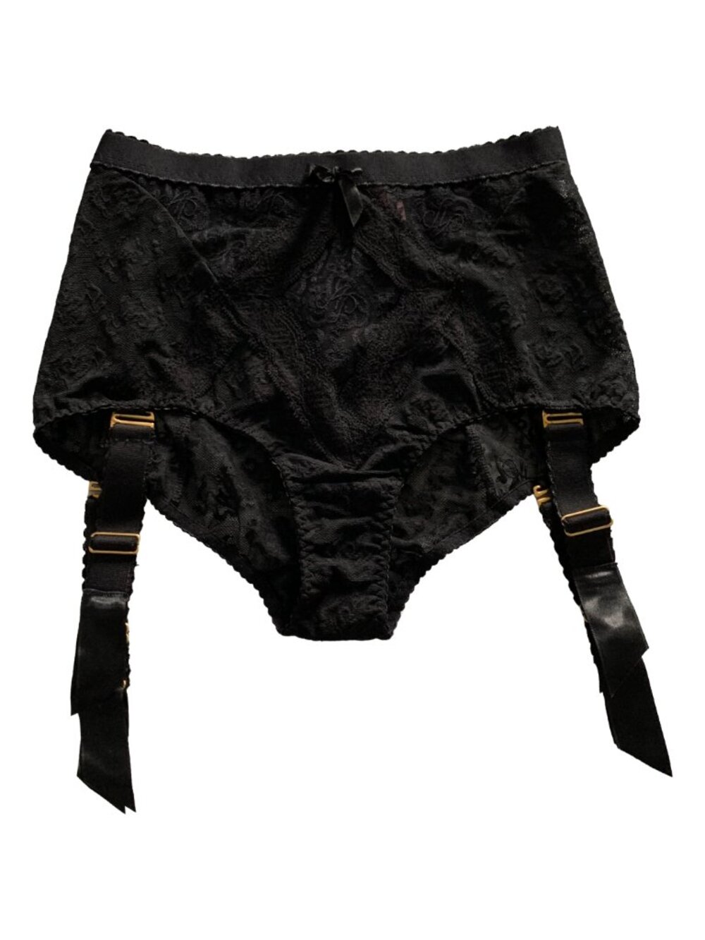 NWOT AGENT PROVOCATEUR Mercy Black Lace High Waisted Suspender Brief Sz 1 - Picture 7 of 10